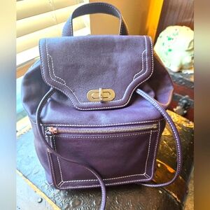 Levenger Purple Leather Backpack